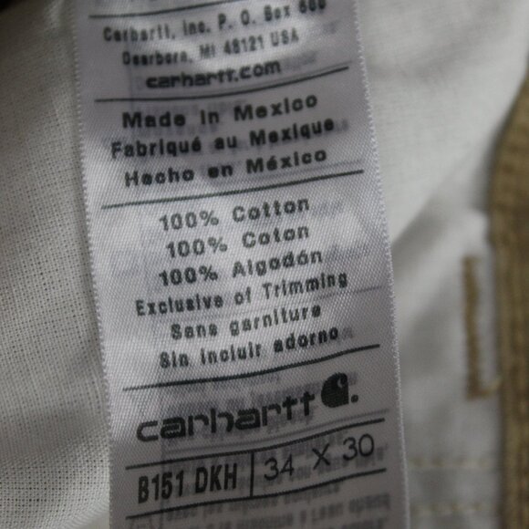 Carhartt B151 DKH Work Pants 34x30 Loose Fit Dark Khaki Utility Cotton Canvas - Picture 6 of 9